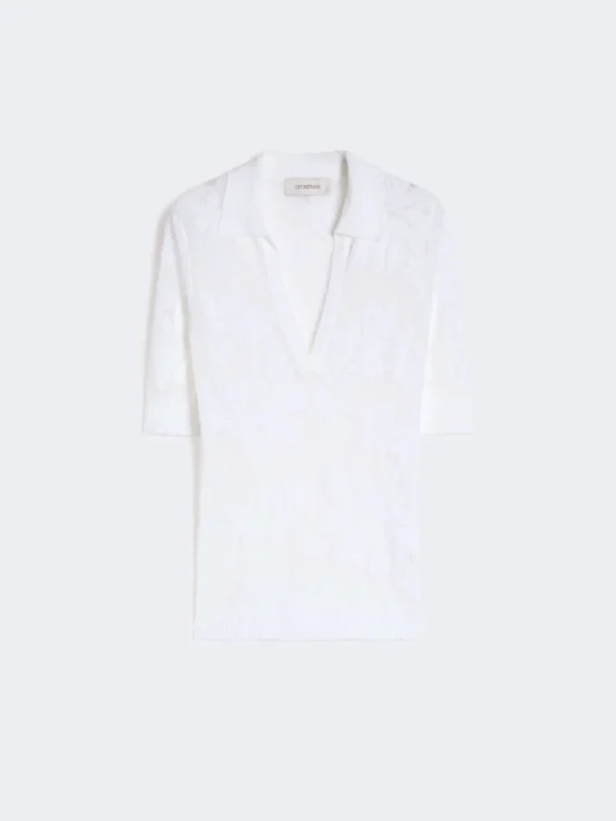 Stretch cotton polo shirt, white Stretch cotton polo shirt, white