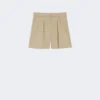 Stretch cotton satin shorts, kaki Stretch cotton satin shorts, kaki