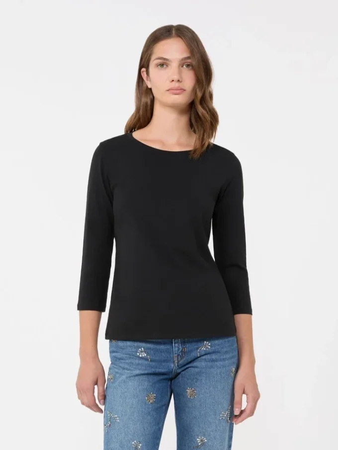 Stretch cotton t-shirt, black