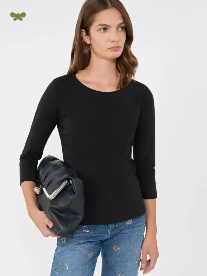 Stretch cotton t-shirt, black