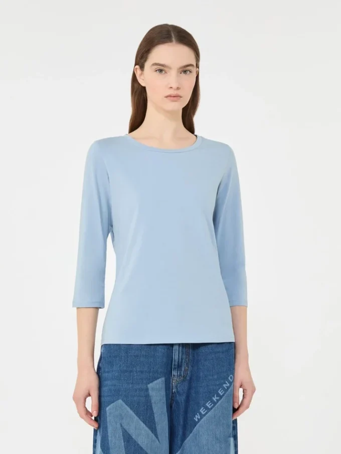 Stretch cotton t-shirt, light blue