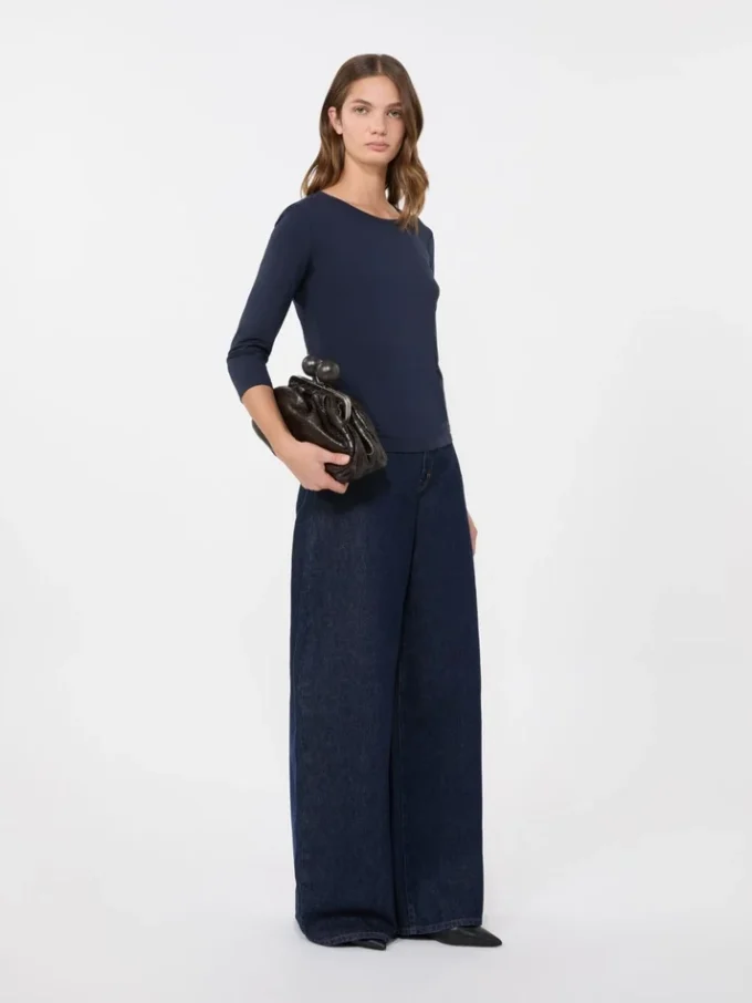 Stretch cotton t-shirt, navy