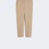 Stretch cotton trousers, camel