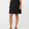 Stretch cotton wrap skirt, black