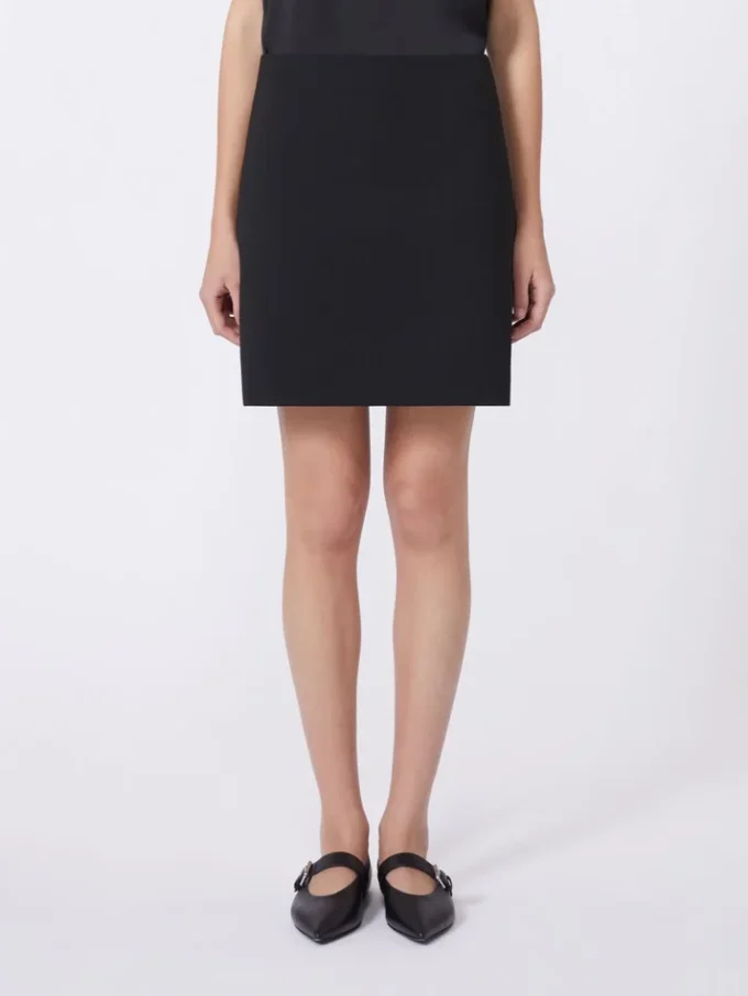 Stretch gabardine mini skirt, black