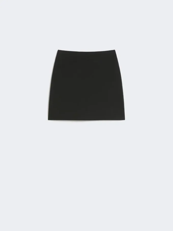 Stretch gabardine mini skirt, black