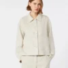 Stretch linen and cotton jacket, ivory