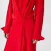 Stretch silk shirt dress, red Stretch silk shirt dress, red