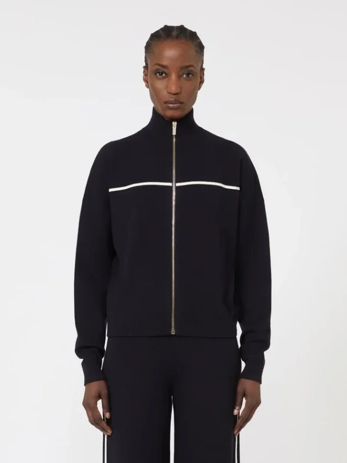 Stretch viscose boxy cardigan, navy