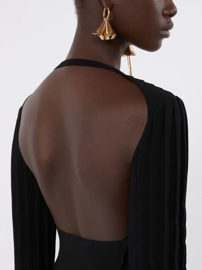 Stretch viscose crop top, black