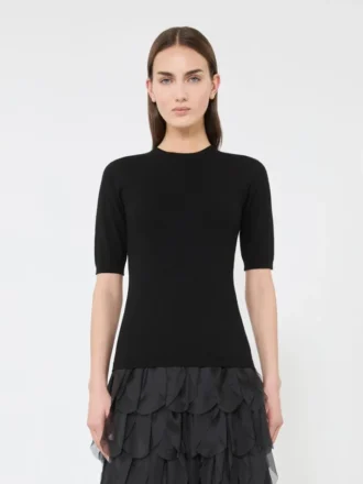Stretch viscose jumper, black