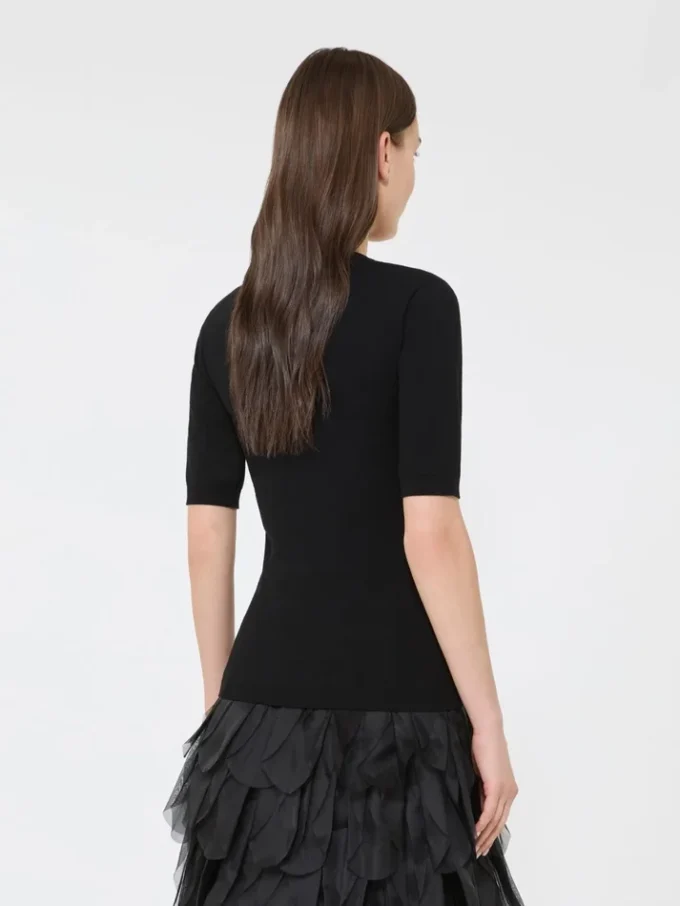 Stretch viscose jumper, black