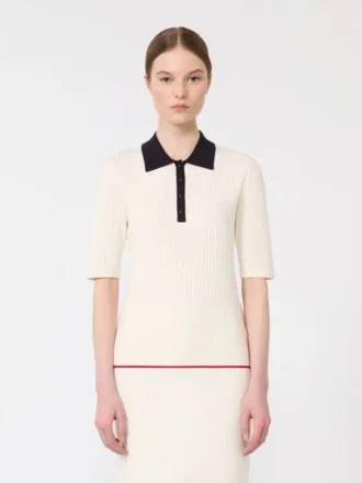 Stretch viscose jumper, white blue