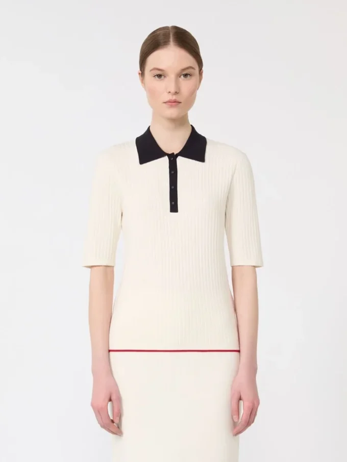 Stretch viscose jumper, white blue