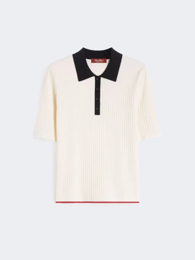 Stretch viscose jumper, white blue