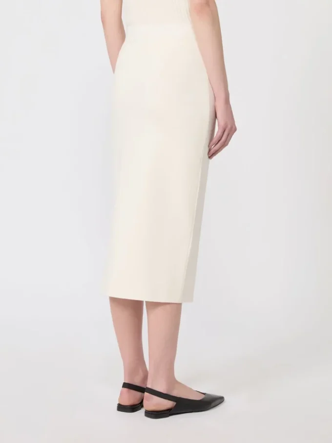 Stretch viscose pencil skirt, white