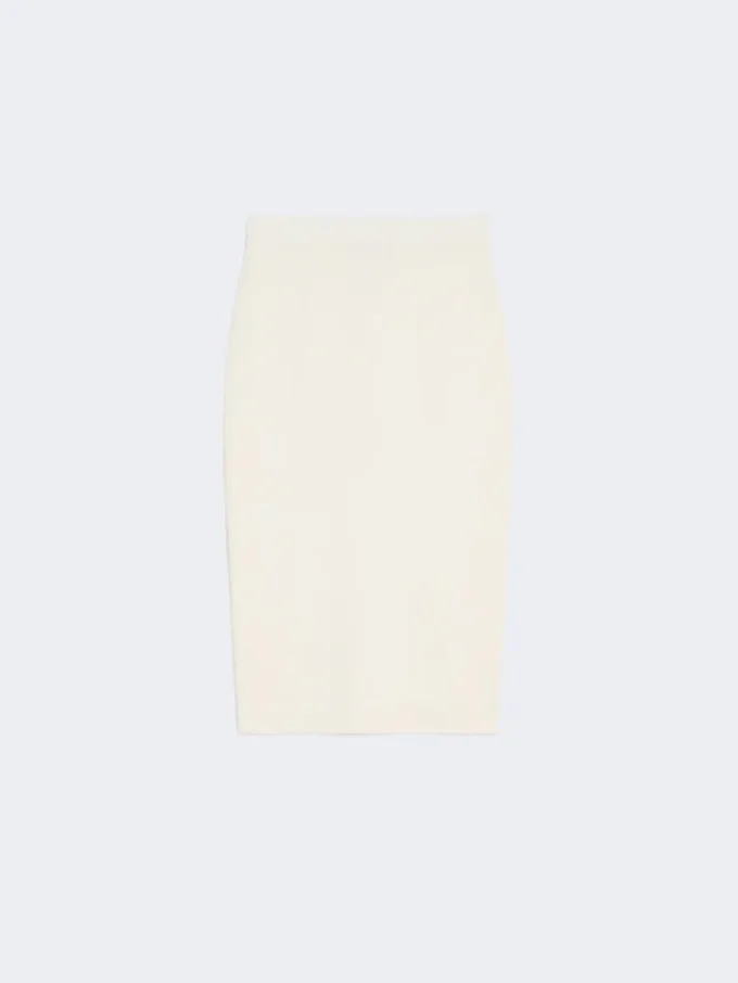 Stretch viscose pencil skirt, white