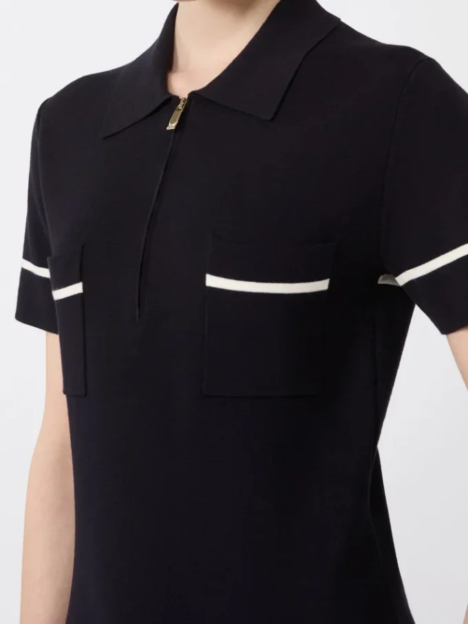 Stretch viscose sheath dress, navy