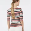 Stretch viscose yarn ribbed jumper, multicolour