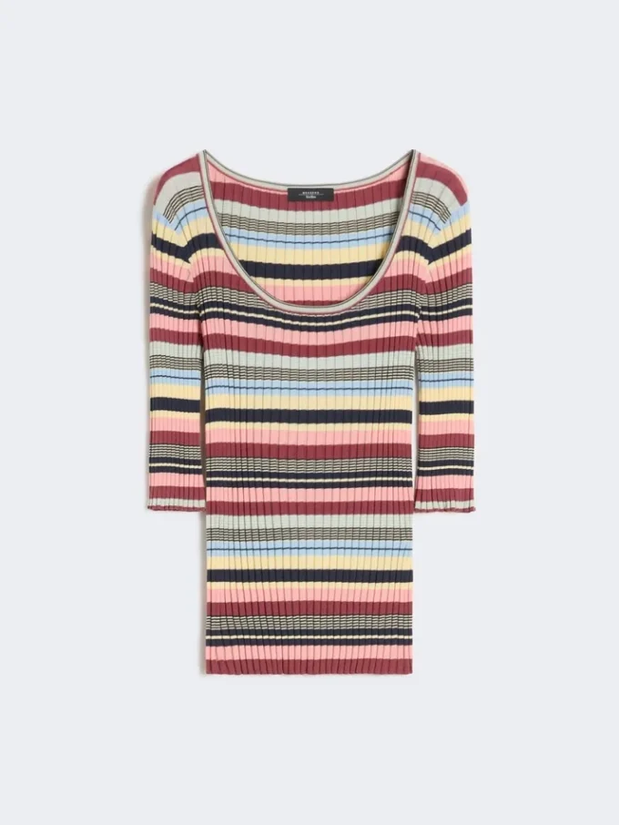 Stretch viscose yarn ribbed jumper, multicolour