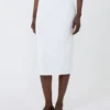 Stretch viscose yarn sheath dress, optical white