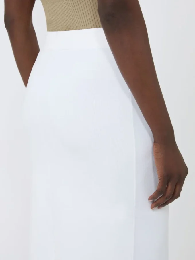 Stretch viscose yarn sheath dress, optical white