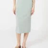 Stretch viscose yarn sheath dress, sage green