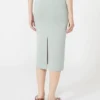 Stretch viscose yarn sheath dress, sage green
