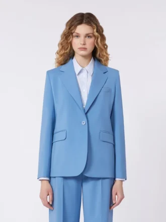Stretch wool blazer, light blue