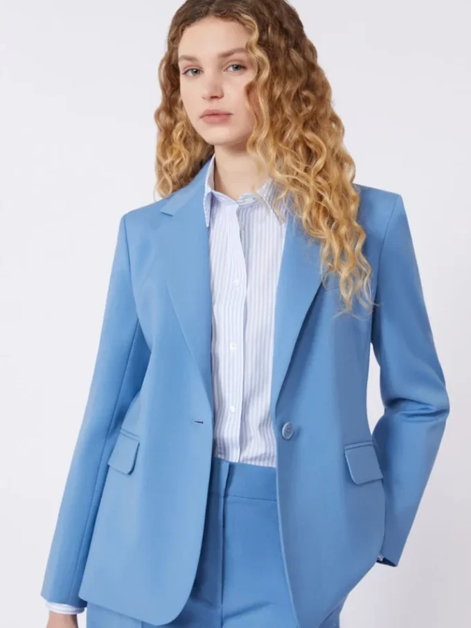 Stretch wool blazer, light blue
