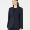 Stretch wool blazer, navy