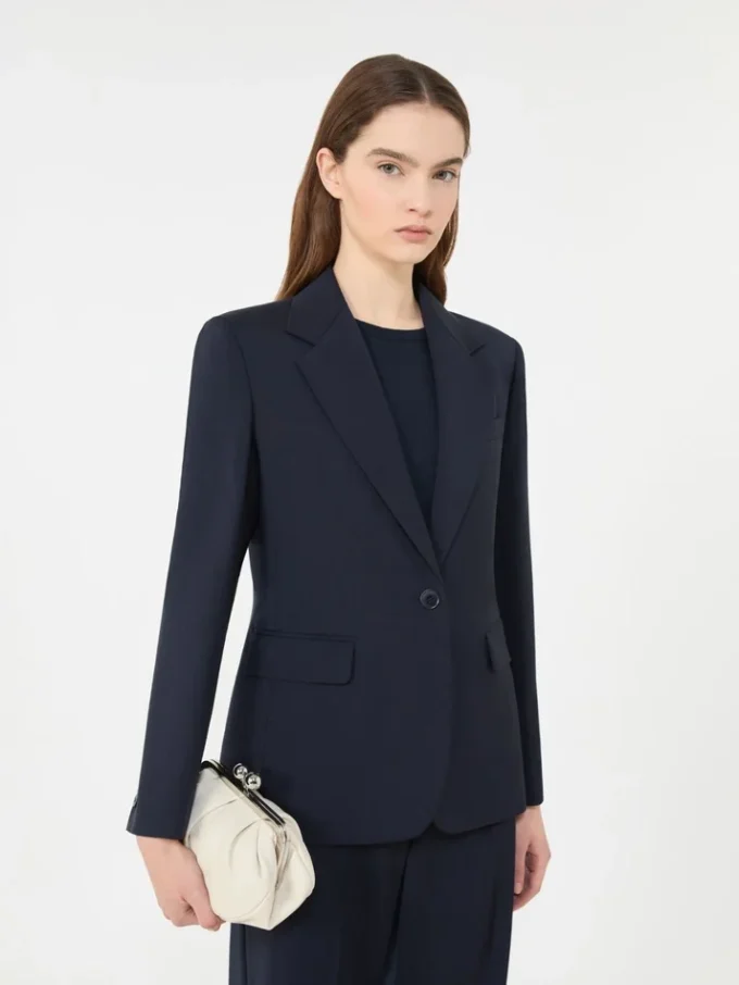 Stretch wool blazer, navy