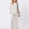 Stretch wool blazer, sand