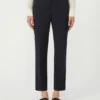 Stretch wool cigarette trousers, navy