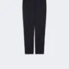 Stretch wool cigarette trousers, navy