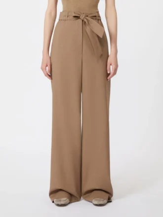 Stretch wool cloth trousers, hazelnut brown