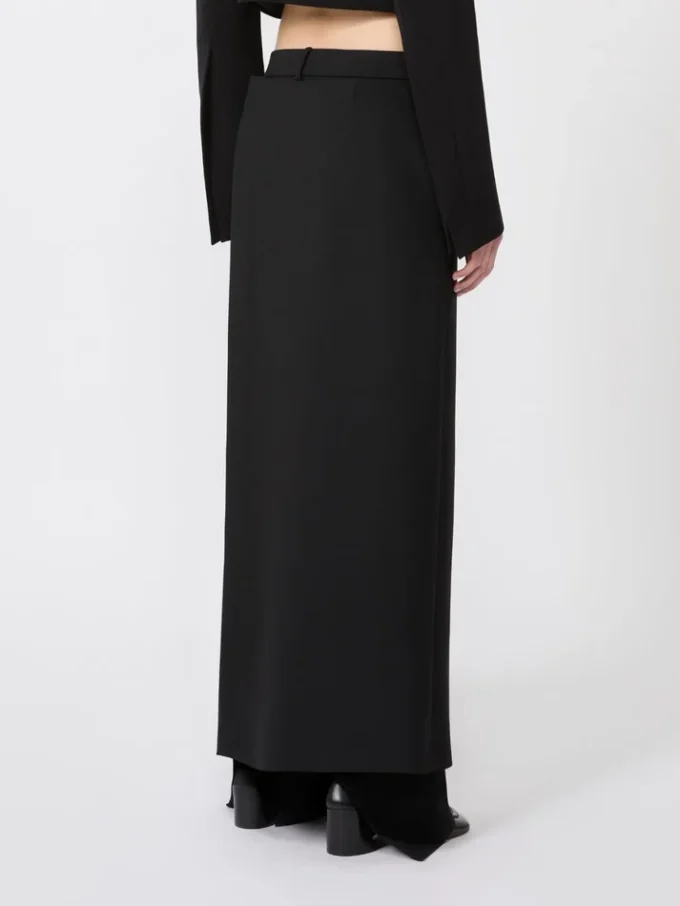 Stretch wool trousers with removable panel, black