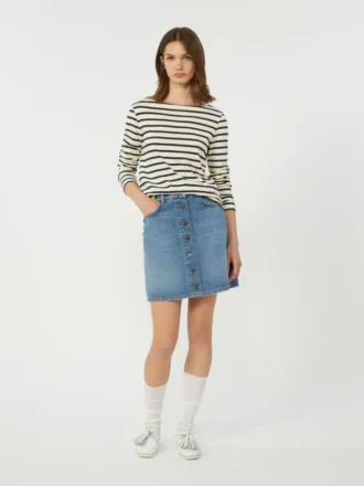 Striped cotton t-shirt, ivory