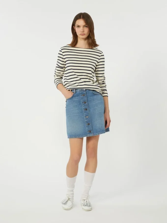 Striped cotton t-shirt, ivory