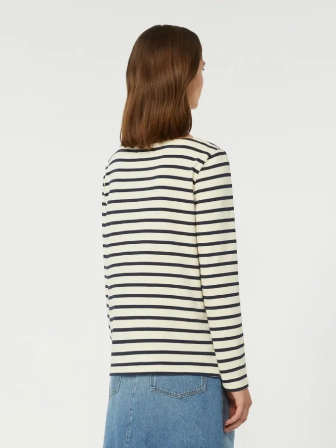 Striped cotton t-shirt, ivory
