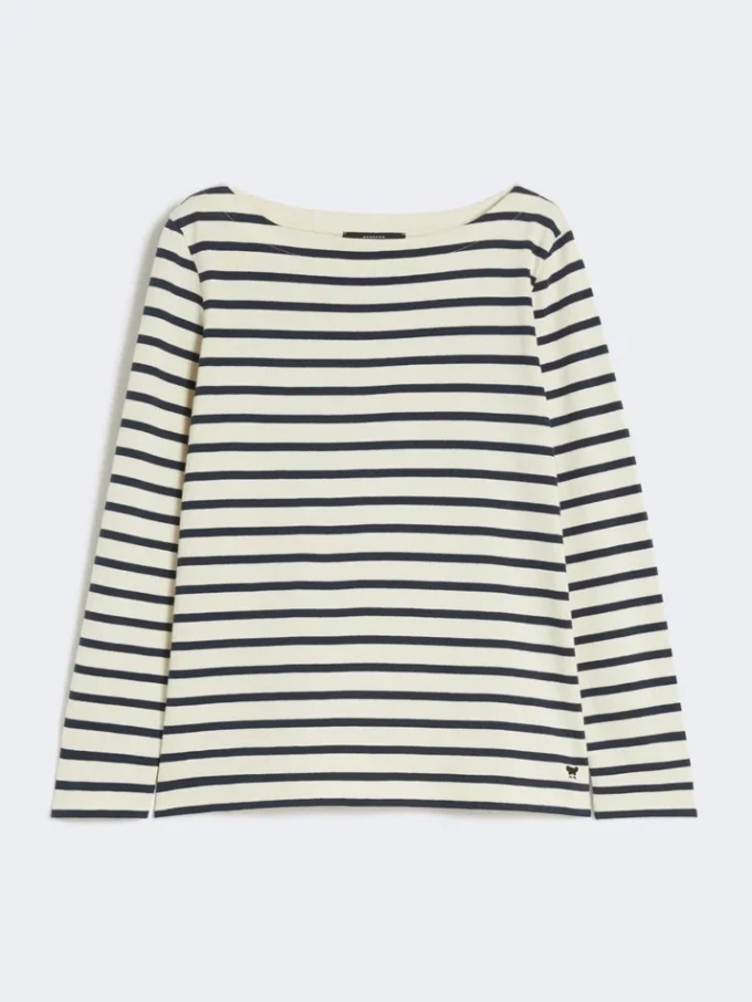 Striped cotton t-shirt, ivory