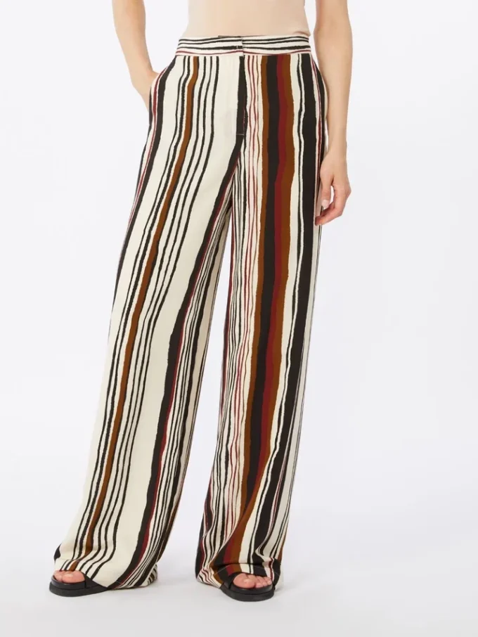 Striped crepe de chine trousers, brick red Striped crepe de chine trousers, brick red