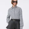 Striped poplin cropped shirt, black Striped poplin cropped shirt, black
