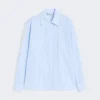 Striped poplin shirt, light blue