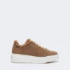 Suede and teddy fabric trainers, hazelnut brown Suede and teddy fabric trainers, hazelnut brown