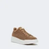 Suede and teddy fabric trainers, hazelnut brown Suede and teddy fabric trainers, hazelnut brown