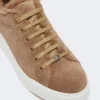 Suede and teddy fabric trainers, hazelnut brown Suede and teddy fabric trainers, hazelnut brown