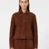 Suede boxy jacket, chocolate