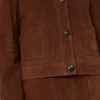 Suede boxy jacket, chocolate
