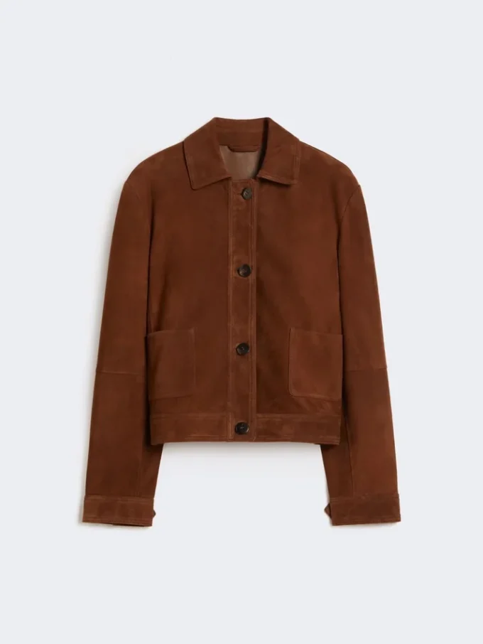 Suede boxy jacket, chocolate
